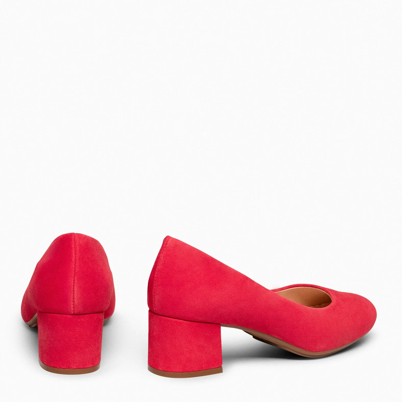URBAN REDONDO – Zapatos de tacón bajo de ante ROJO