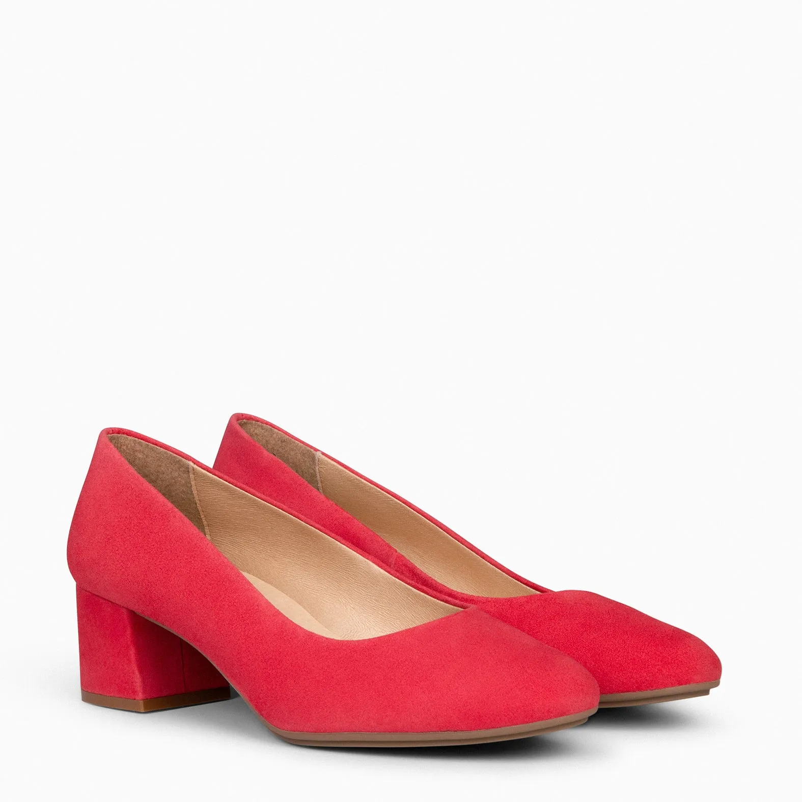 URBAN REDONDO – Zapatos de tacón bajo de ante ROJO