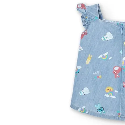 Vestido denim estampado de bebé Boboli 118033 JEANS CORDONETS