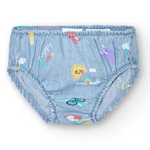 Vestido denim estampado de bebé Boboli 118033 JEANS CORDONETS