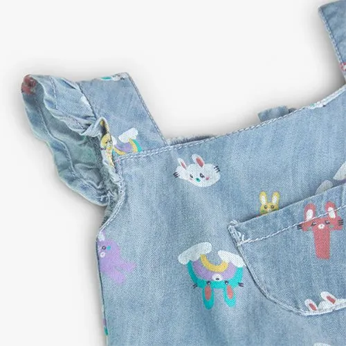 Vestido denim estampado de bebé Boboli 118033 JEANS CORDONETS
