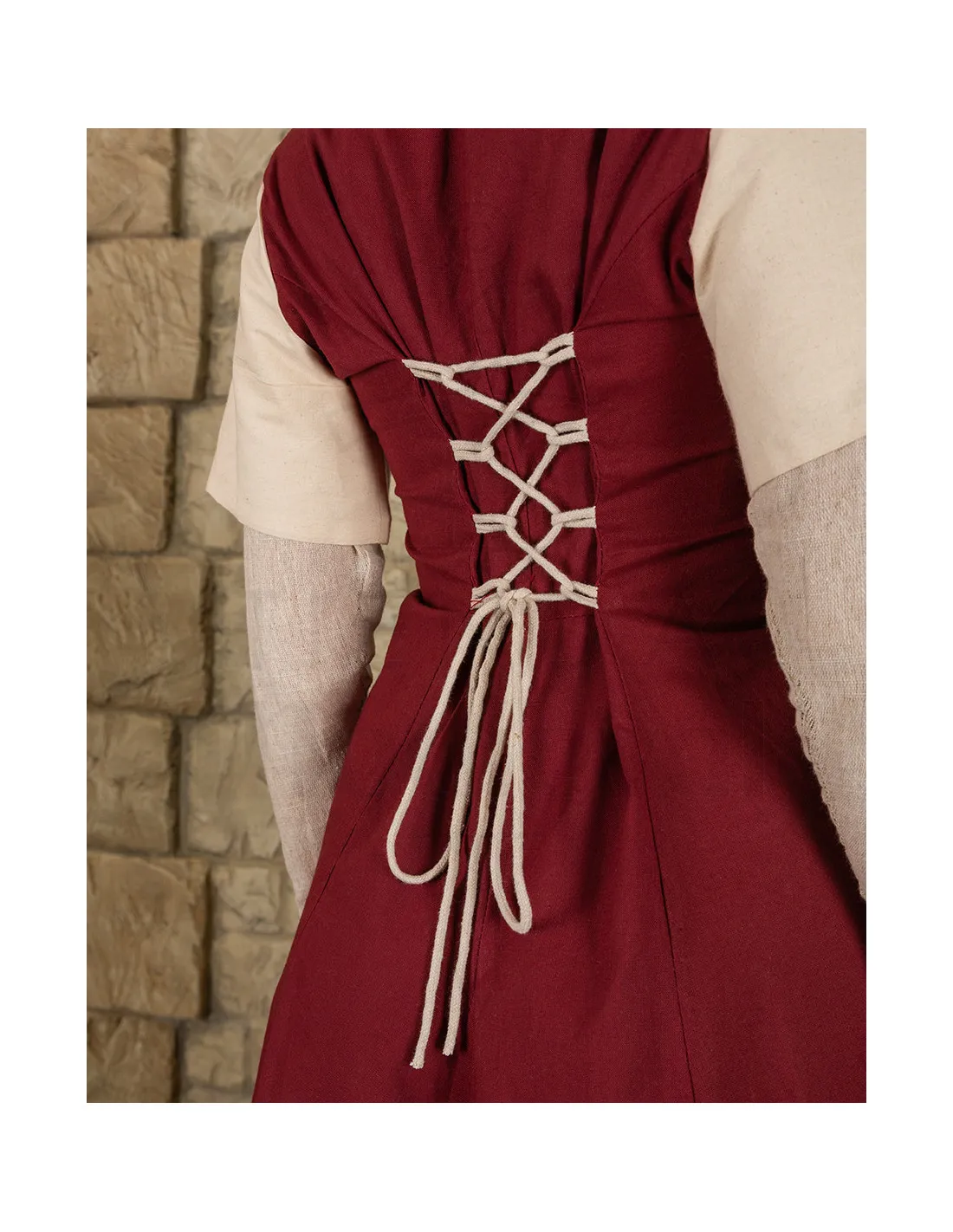 VESTIDO MEDIEVAL MUJER MODELO ELODIE, BURDEOSCREMA