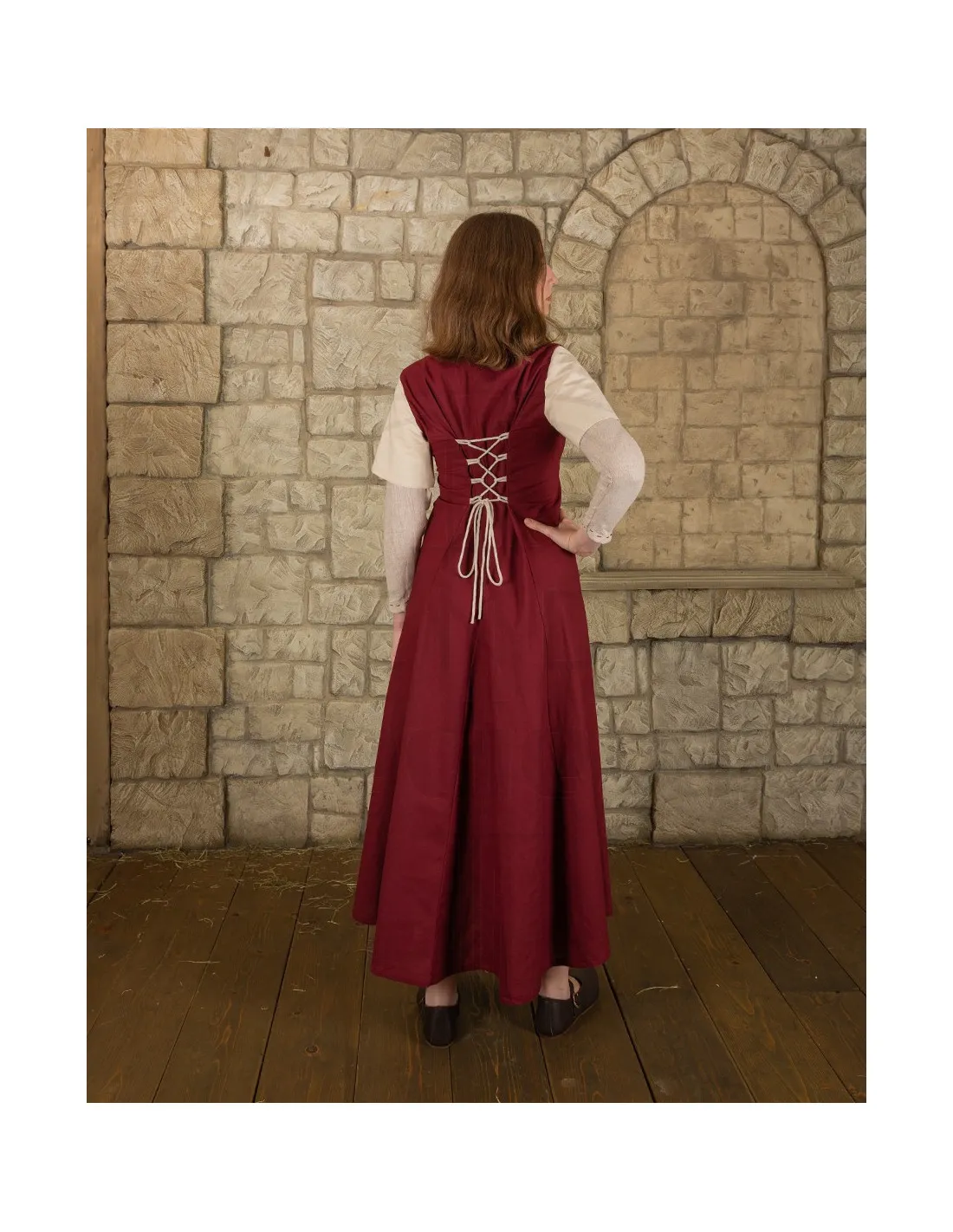 VESTIDO MEDIEVAL MUJER MODELO ELODIE, BURDEOSCREMA