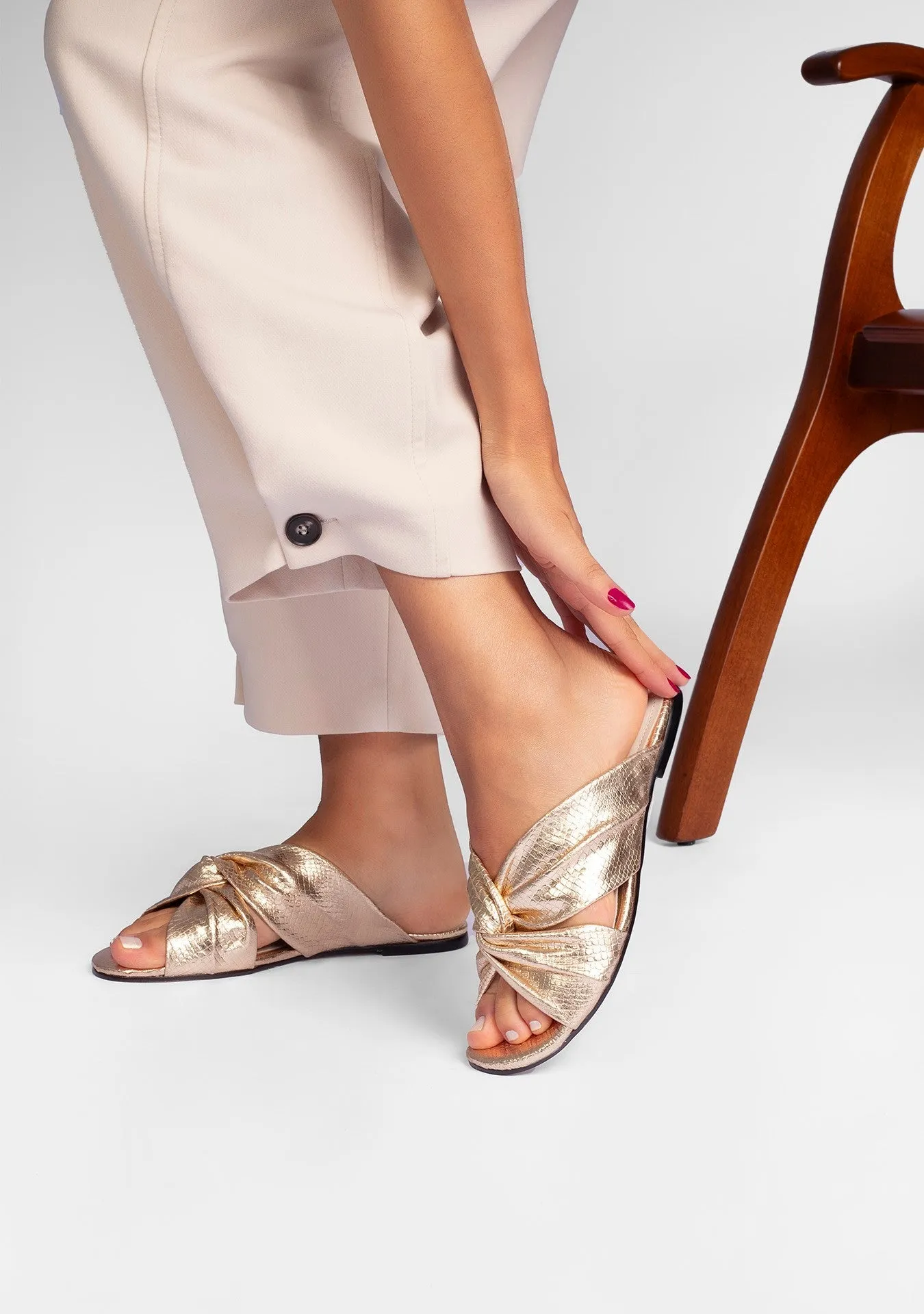 Vinci Shoes Sandalias Riviera Doradas