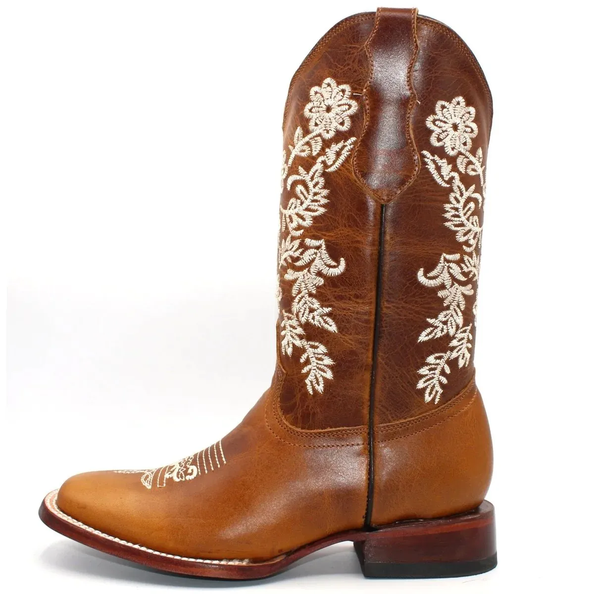 Women's Square Toe Leather Boots Honey H227251