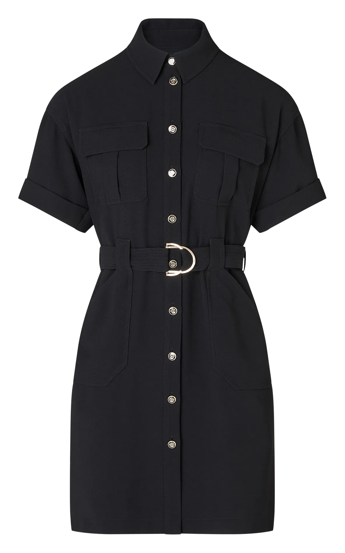 ZAPA ROYO  VESTIDO CORTO CON CUELLO CLáSICO EN NEGRO