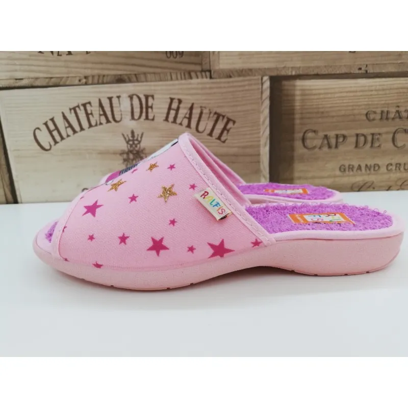 Zapatilla de estar por casa niña Juncal rosa 8222