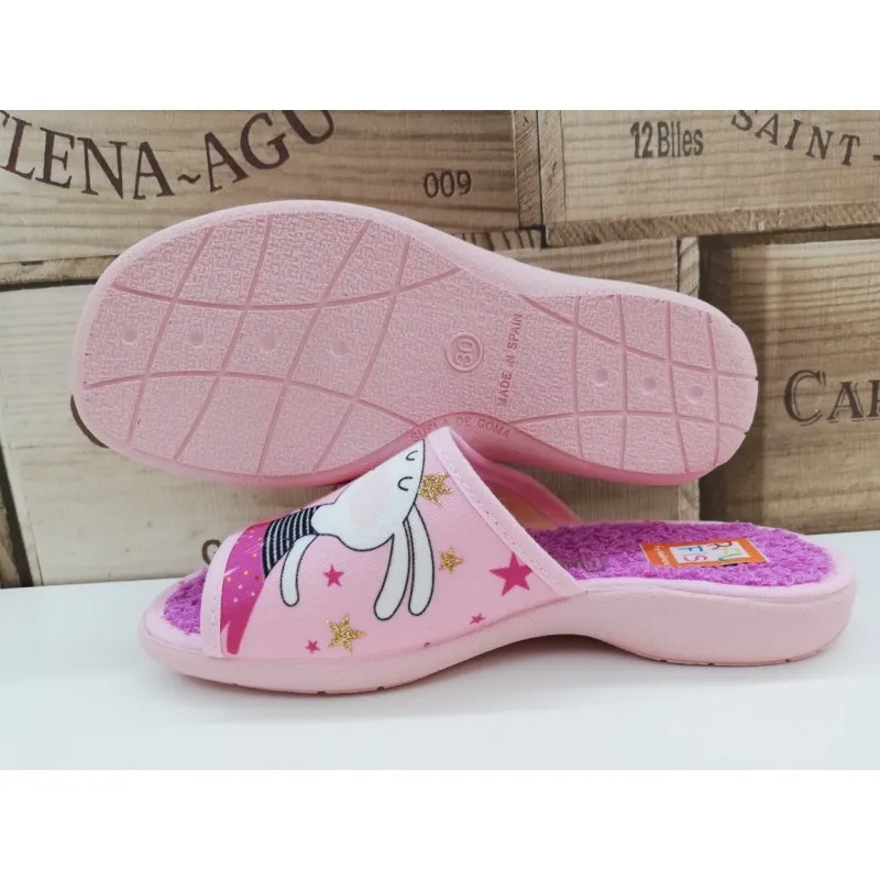 Zapatilla de estar por casa niña Juncal rosa 8222