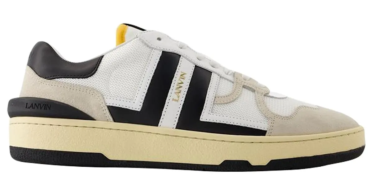 ZAPATILLAS CLAY LOW TOP  LANVIN  PIEL  BLANCO/DE COLOR NEGRO 