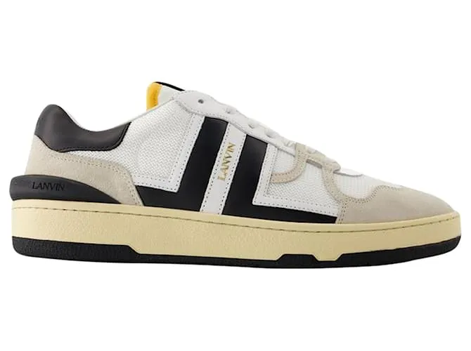 ZAPATILLAS CLAY LOW TOP  LANVIN  PIEL  BLANCO/DE COLOR NEGRO 