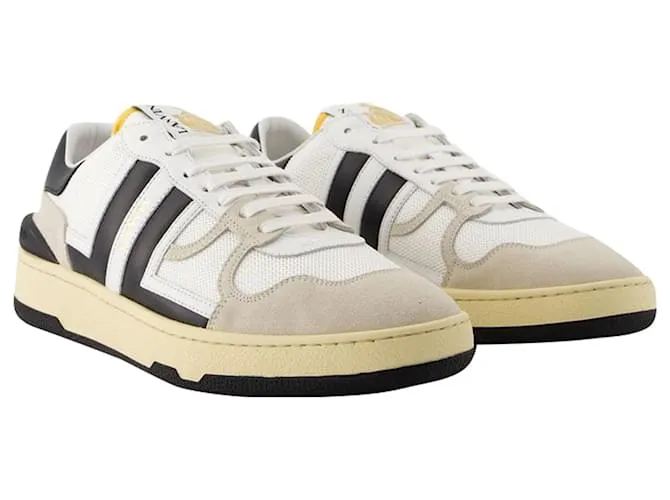 ZAPATILLAS CLAY LOW TOP  LANVIN  PIEL  BLANCO/DE COLOR NEGRO 