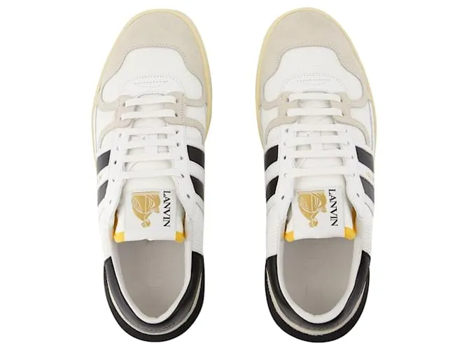 ZAPATILLAS CLAY LOW TOP  LANVIN  PIEL  BLANCO/DE COLOR NEGRO 
