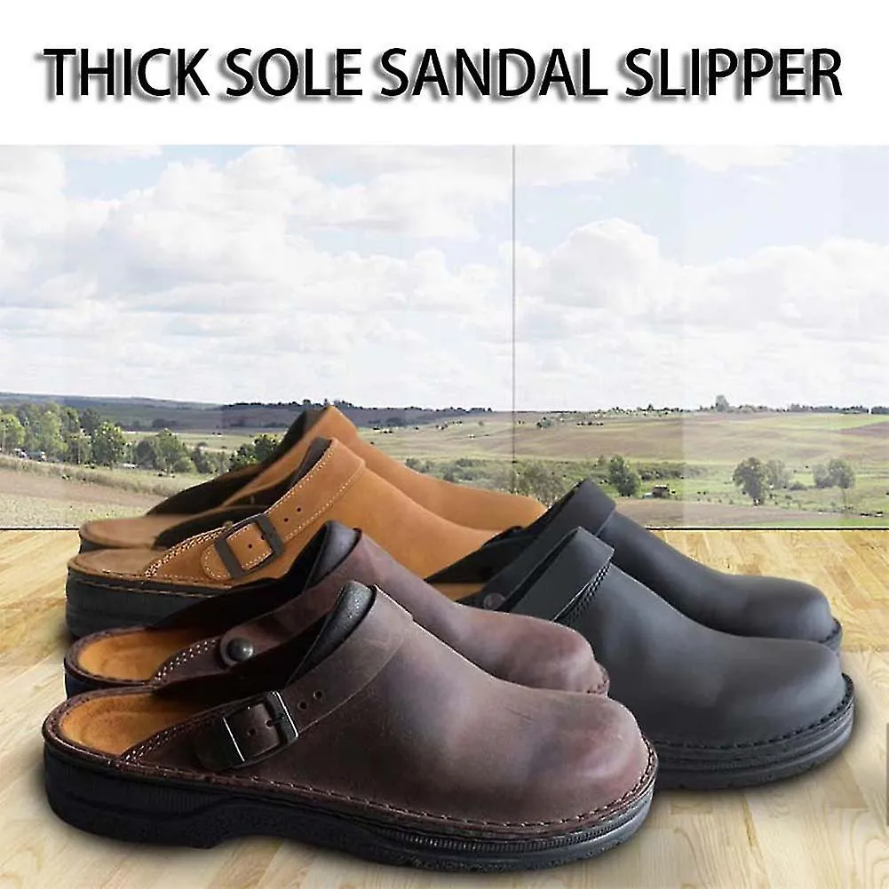 Zapatillas de punta redonda para hombre Suela gruesa antideslizante Sandalias al aire libre Zapatos de playa cómodos y transpira