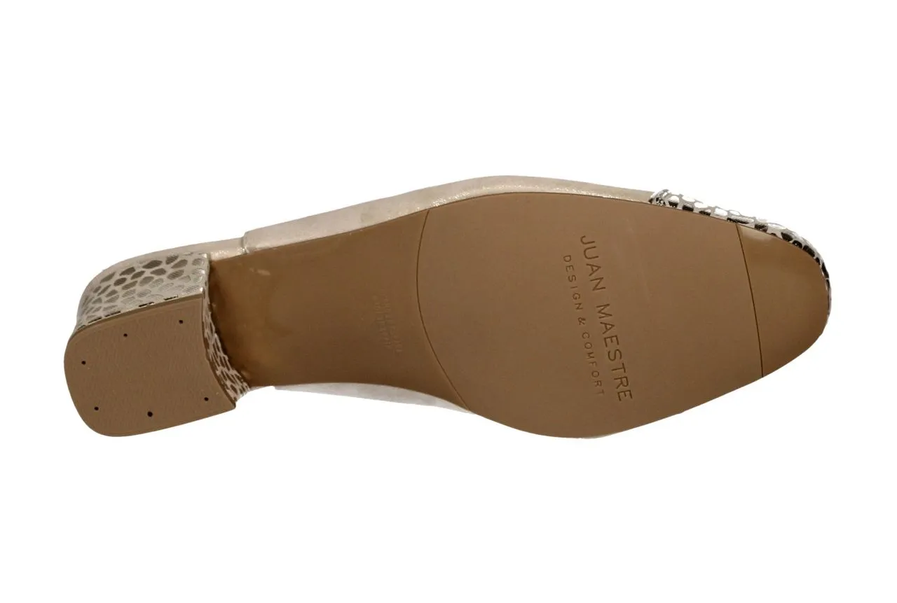 Zapato Ante Dorado Talon Abierto Punta Fantasia