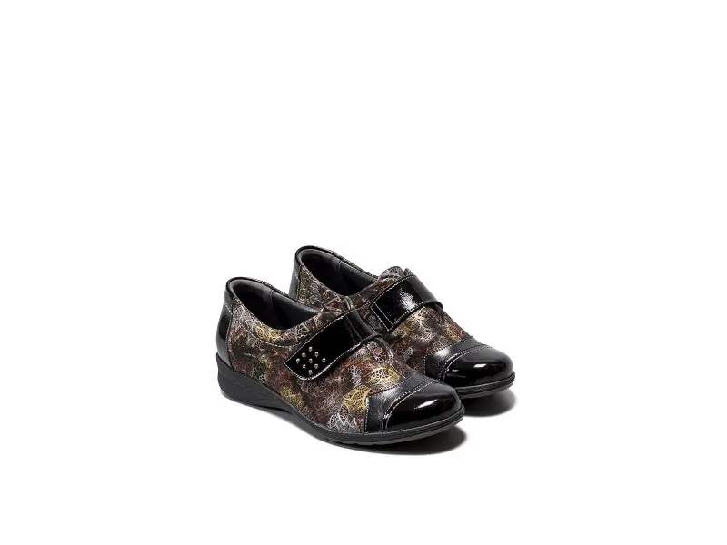 ZAPATO CON VELCRO 3810 SUAVE BY LEYLAND EN COLOR BURDEOS O NEGRO