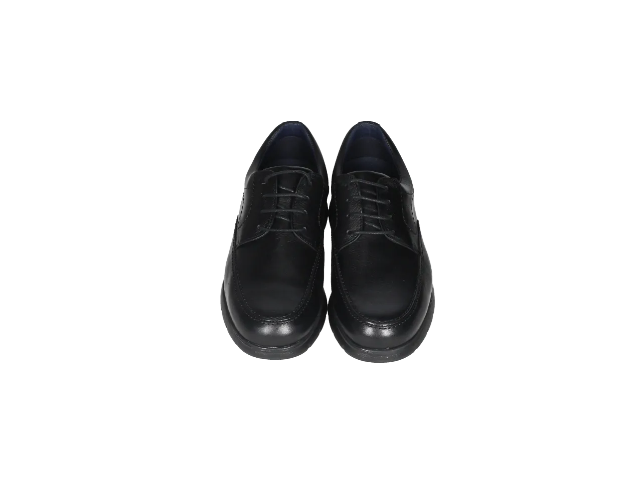 Zapato Cordon Piel Negro Piso Goma