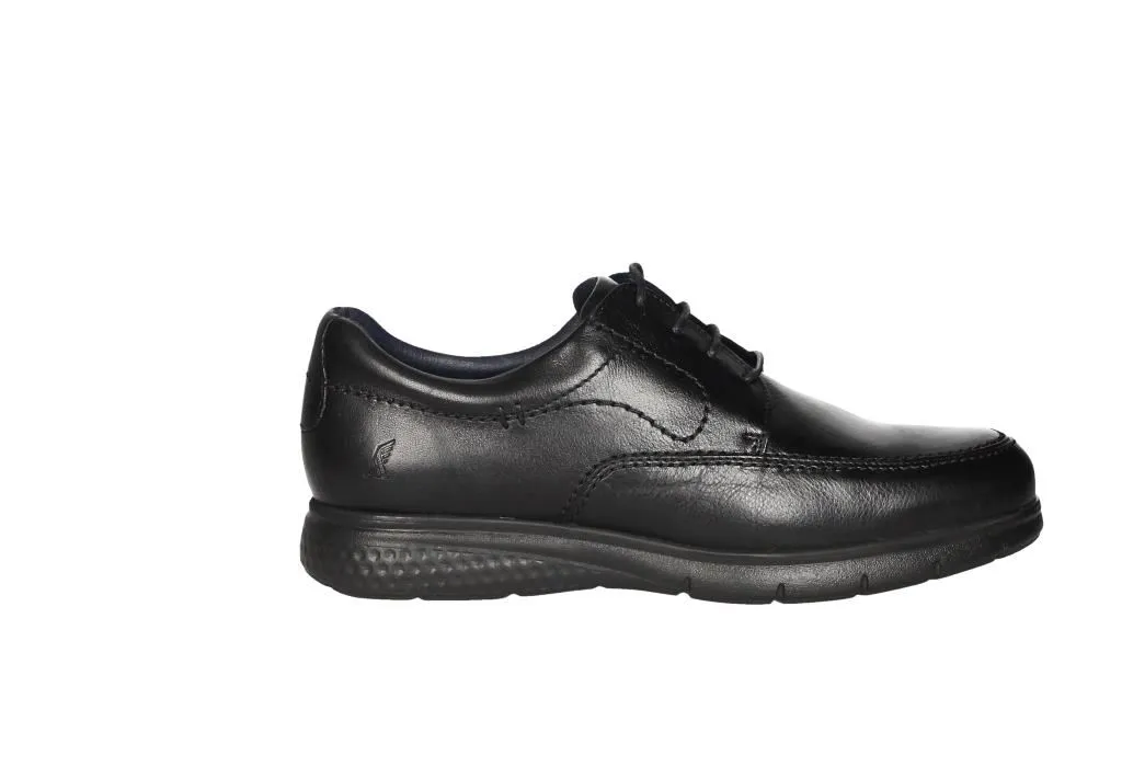 Zapato Cordon Piel Negro Piso Goma