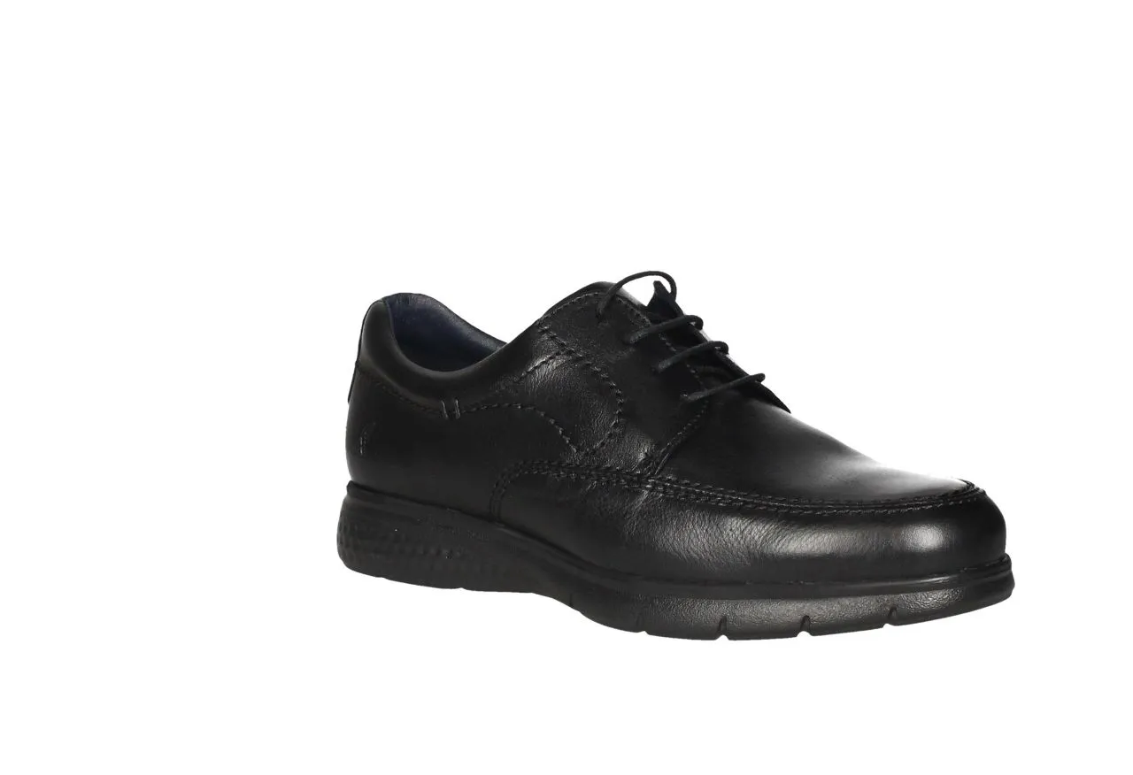 Zapato Cordon Piel Negro Piso Goma