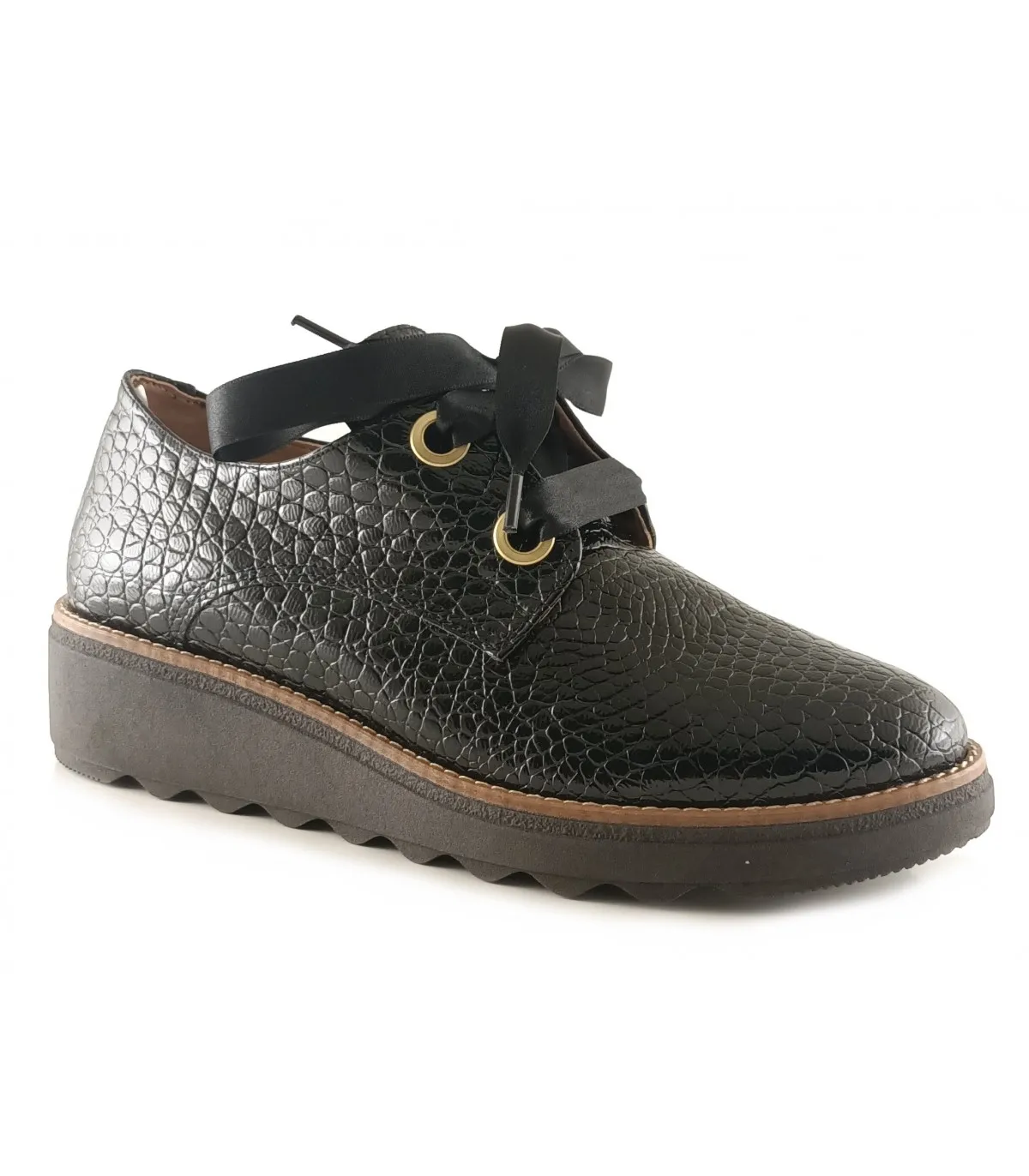Zapato de cordones para mujer en color negro