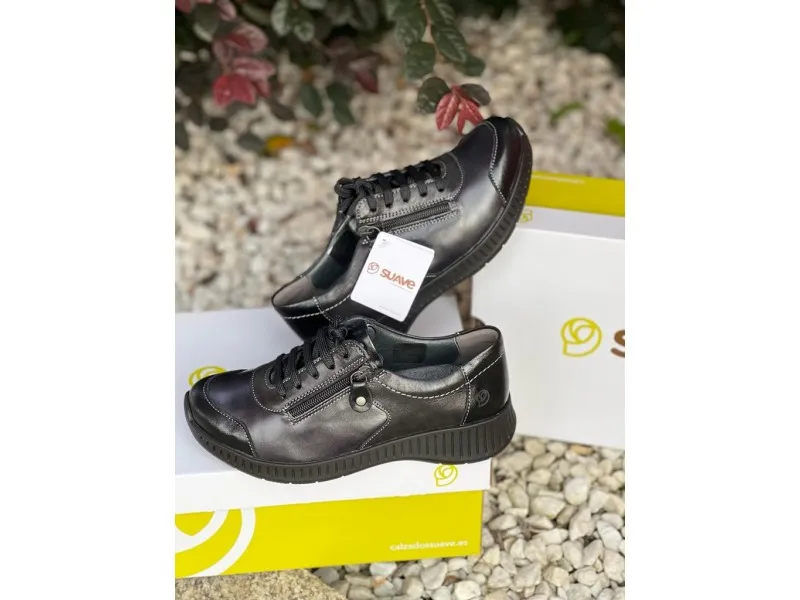 ZAPATO DE PIEL COMBINADO 3302 SUAVE BY LEYLAND EN COLOR BURDEOS O NEGRO