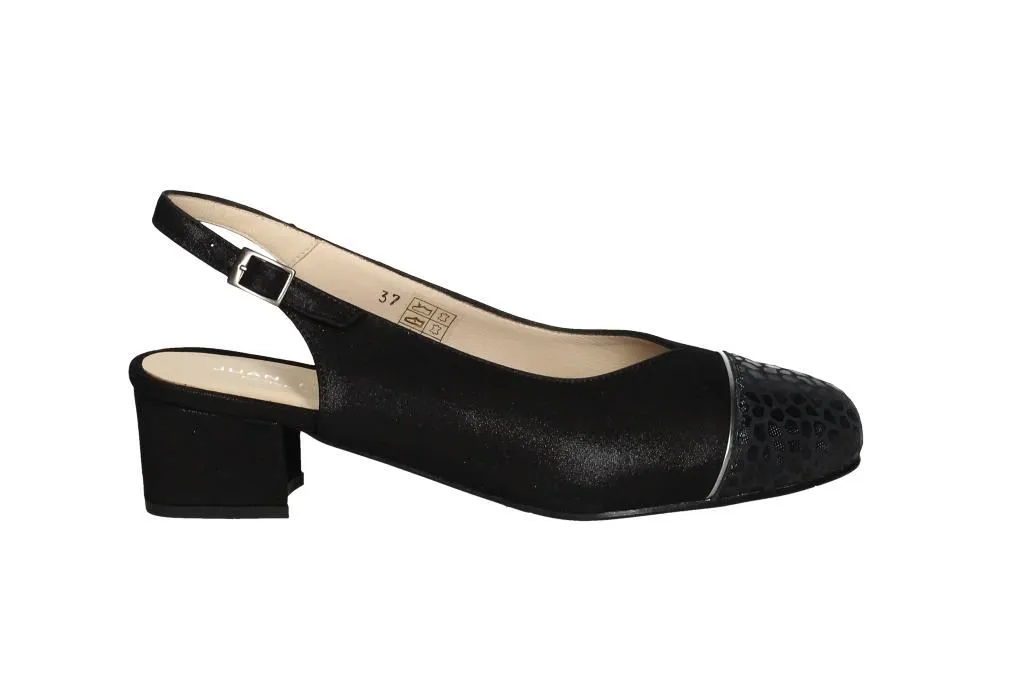 Zapato Descubierto Nobuck Negro Brillo Punta FantasÍa