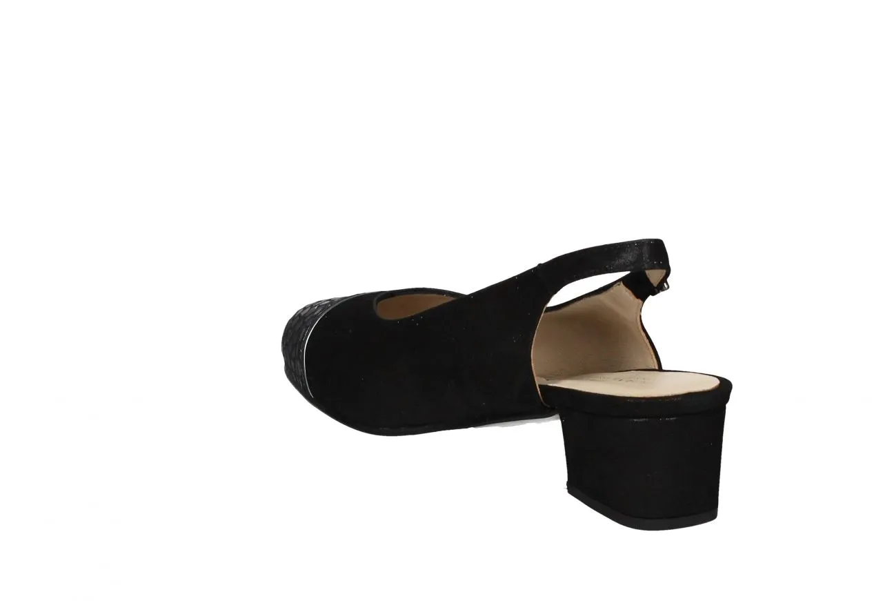 Zapato Descubierto Nobuck Negro Brillo Punta FantasÍa