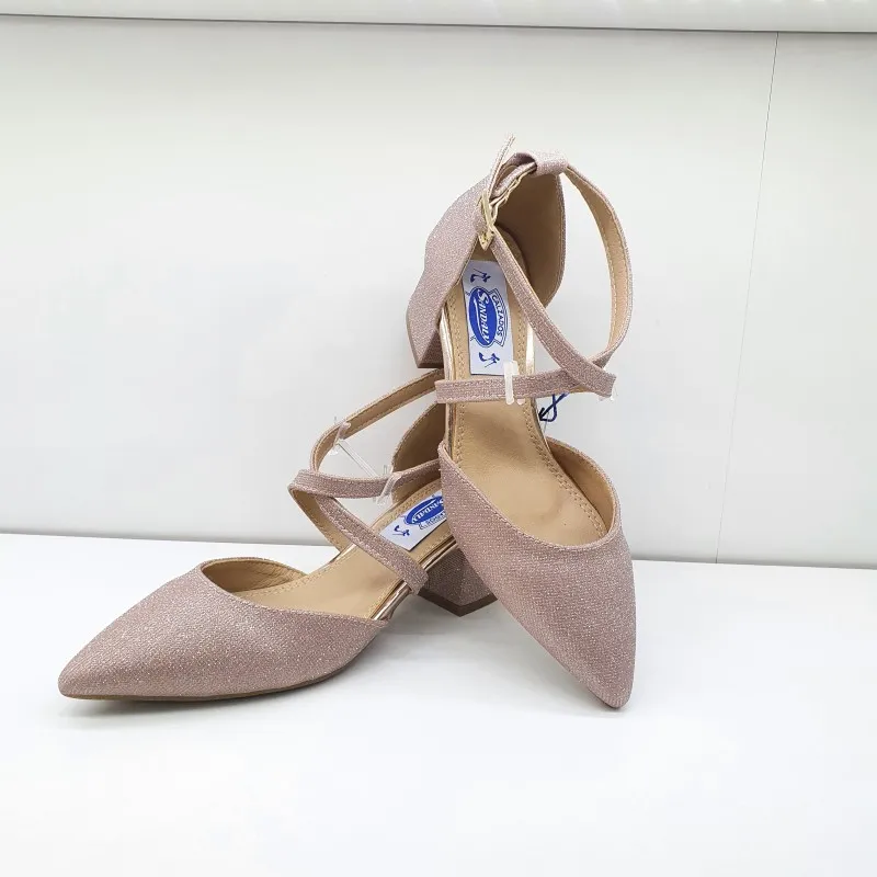 ZAPATO FIESTA TACON CUADRADO BAJO CHAMPAN CRUZADO EMPEINE