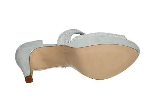 Zapato Glitter Celeste Tira Cejada Punta y Lados Descubierto