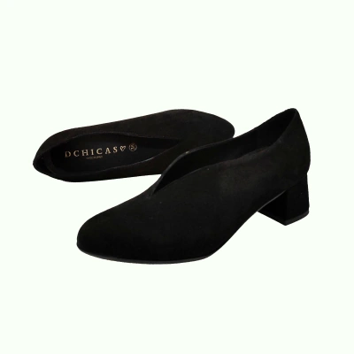 Zapato salon ante negro D’chicas