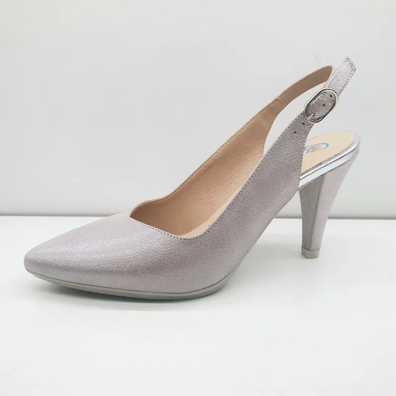 ZAPATO SALON FIESTA DESTALONADO TOTAL FLEX COLOR PERLA