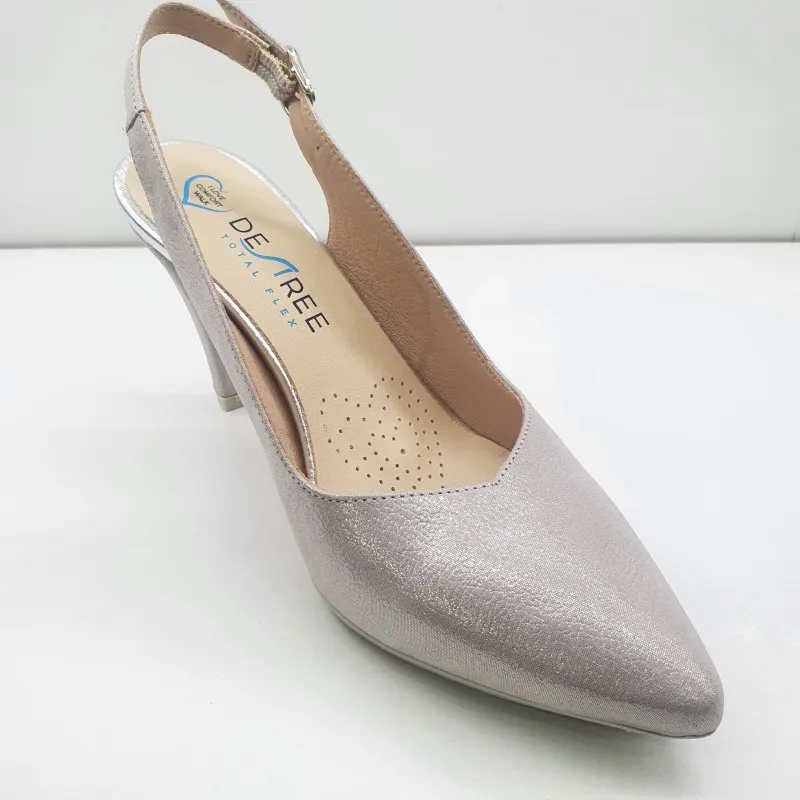 ZAPATO SALON FIESTA DESTALONADO TOTAL FLEX COLOR PERLA