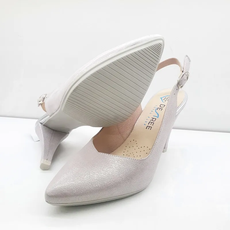 ZAPATO SALON FIESTA DESTALONADO TOTAL FLEX COLOR PERLA