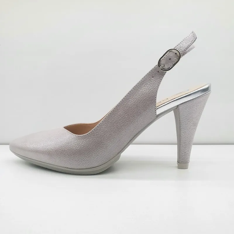 ZAPATO SALON FIESTA DESTALONADO TOTAL FLEX COLOR PERLA