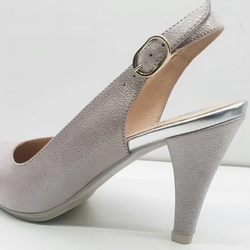 ZAPATO SALON FIESTA DESTALONADO TOTAL FLEX COLOR PERLA