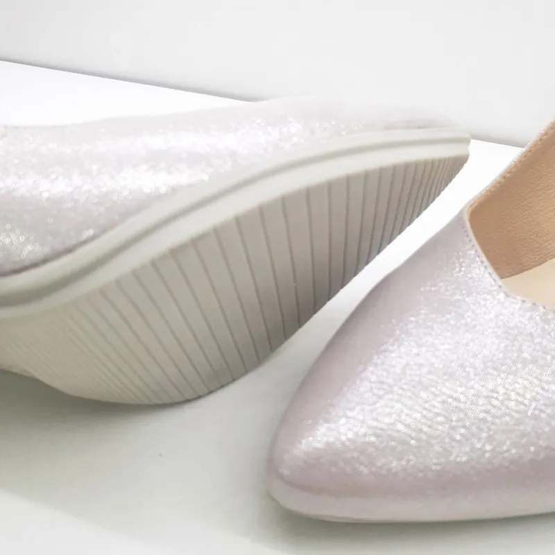 ZAPATO SALON FIESTA DESTALONADO TOTAL FLEX COLOR PERLA