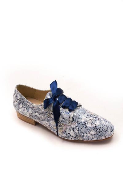 zapato salonissimos veda cordon dibujado azul