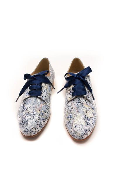 zapato salonissimos veda cordon dibujado azul