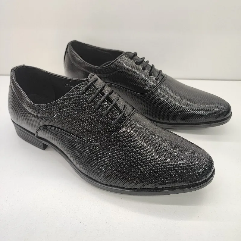 ZAPATO VESTIR HOMBRE BLUCHER CORDONES CHAROL PUNTOS NEGRO