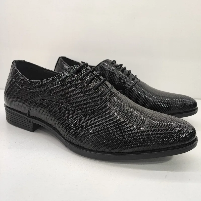 ZAPATO VESTIR HOMBRE BLUCHER CORDONES CHAROL PUNTOS NEGRO