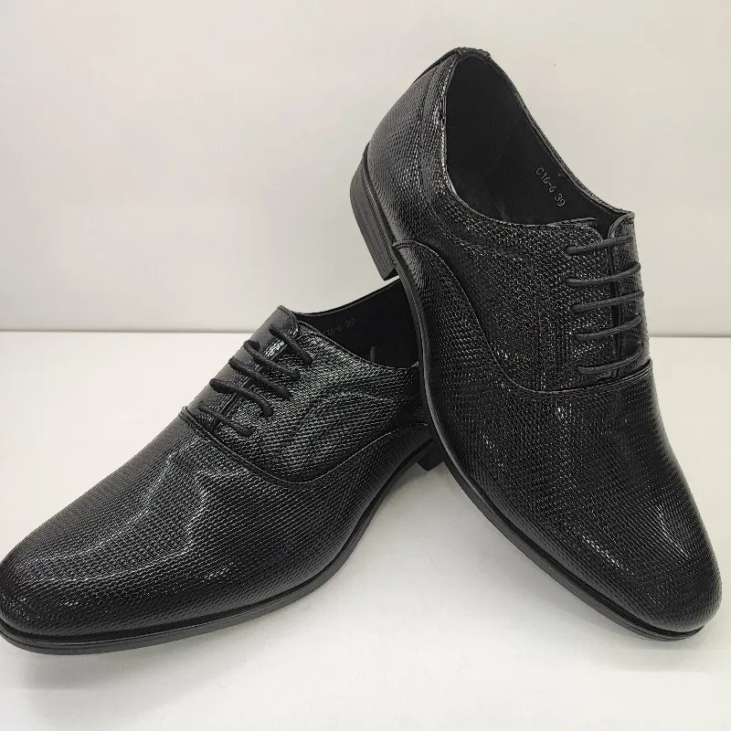 ZAPATO VESTIR HOMBRE BLUCHER CORDONES CHAROL PUNTOS NEGRO