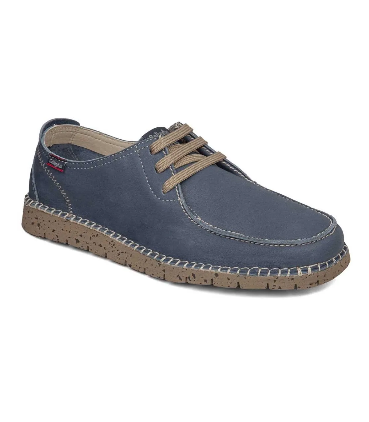 Zapato wallabee para caballero en piel azul