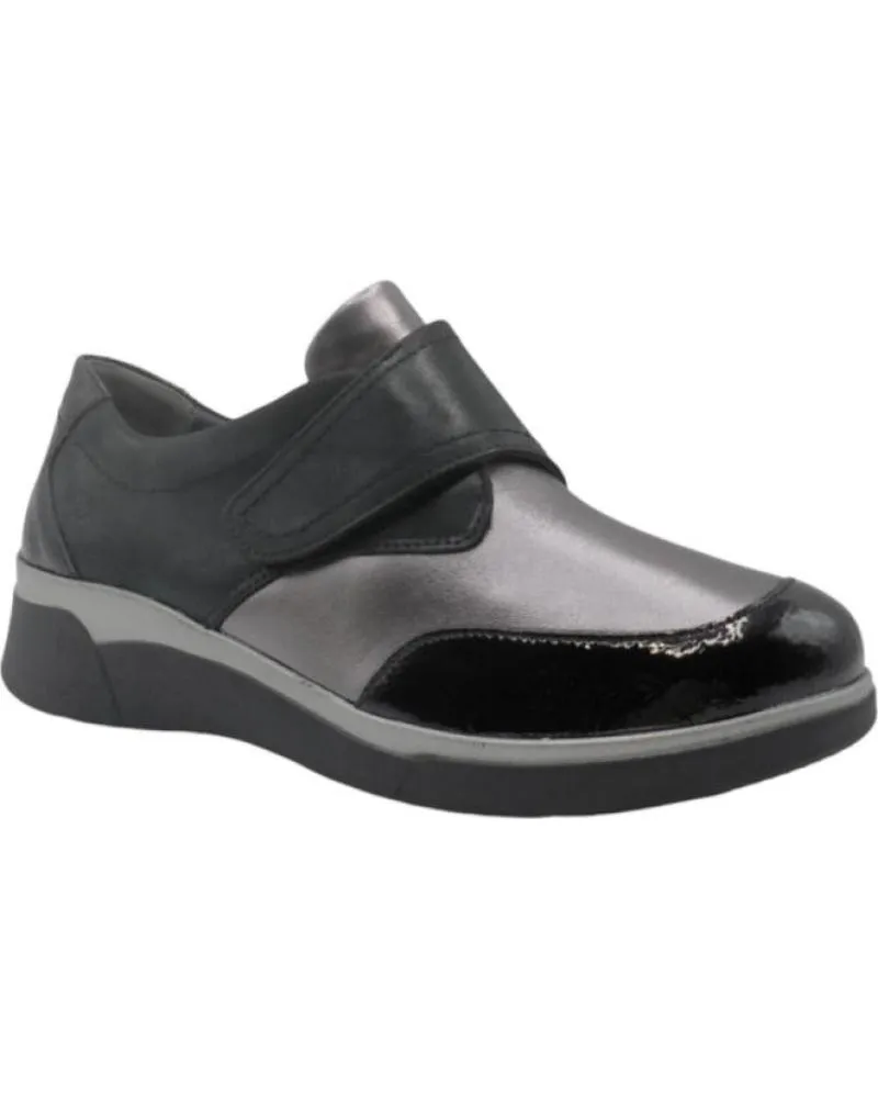 Zapatos de cuña SUAVE BY LEYLAND  de Mujer 3587 ZAPATO VELCRO PLANTILLA EXTRAIBLE  NEGRO