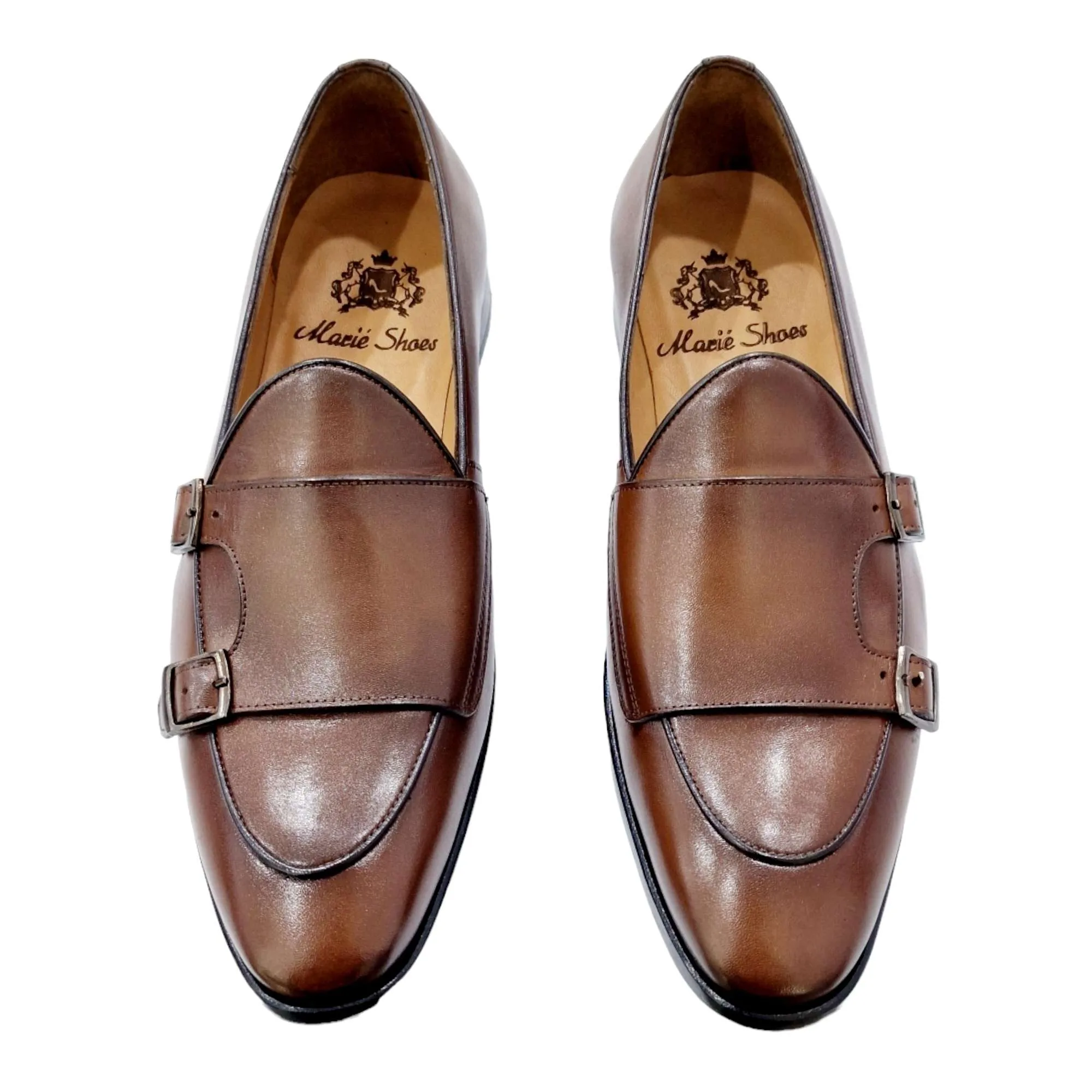 ZAPATOS DE VESTIR HOMBRE DOS HEBILLAS CUERO