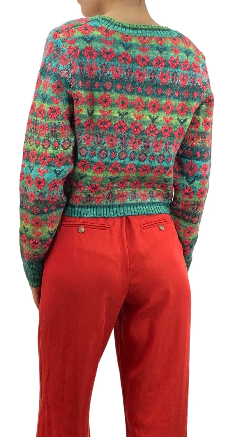 ZARA Sweater Verde Flores