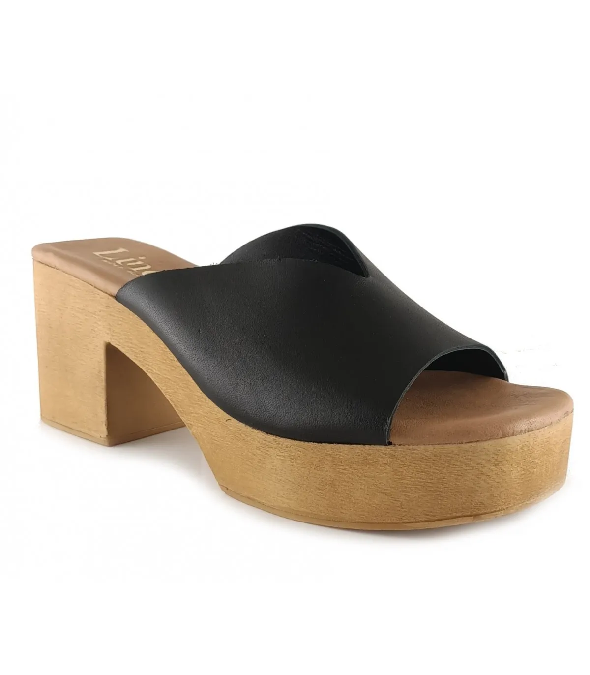 Zueco de piel negro